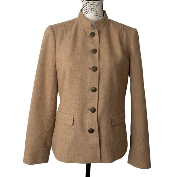 Banana Republic Jackets & Blazers - Banana Republic Womens Size 8 Tan Military Style Blazer Wool-Blend Crest-Buttons